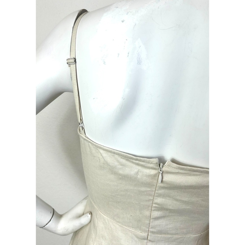 Reformation Violaine Linen Mini Dress Size 0 Beige Straps Adjustable Sleeveless - Picture 11 of 12